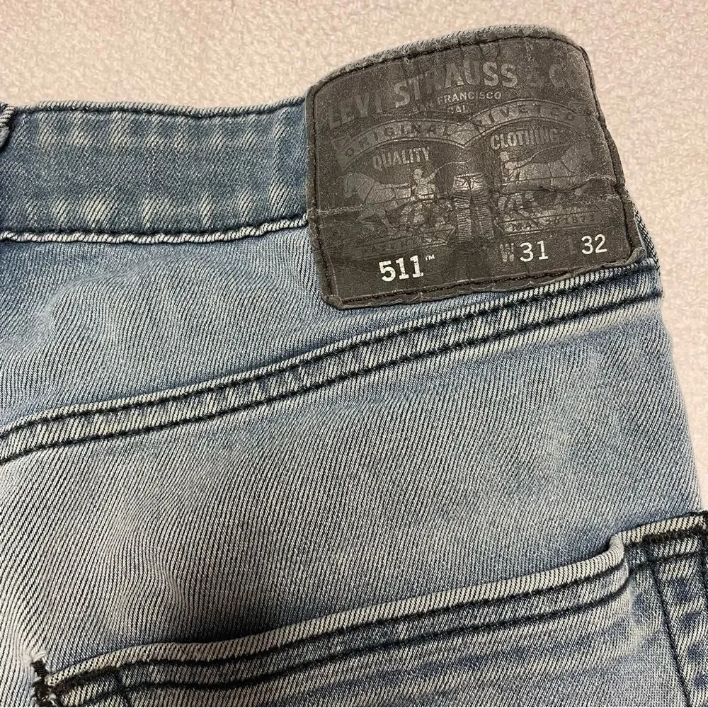 Levi's 511 Black Label Slim Denim Jeans Distressed Men's Size 31x32